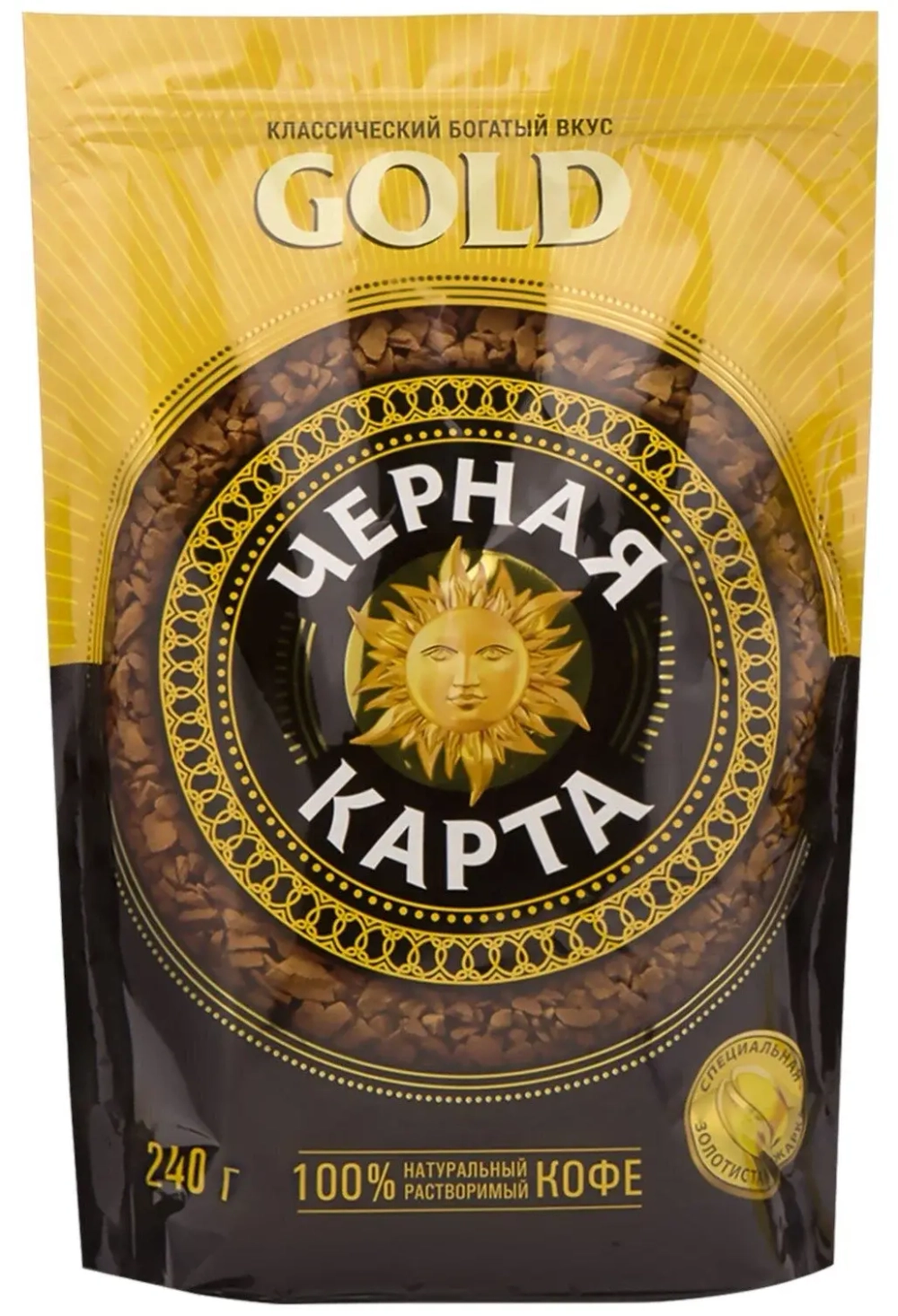 Кофе Черная карта Голд 240гр пакет крист.