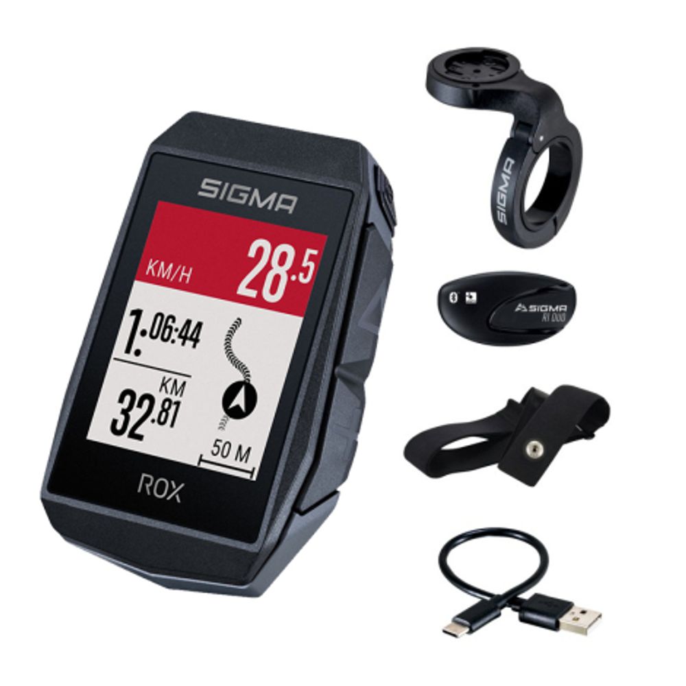 Велокомпьютер ROX 11.1 EVO (Black) HR Set 150+ функций, с датчиком пульса, GPS, BLUETOOTH (Android, IOS) черный SIGMA NEW