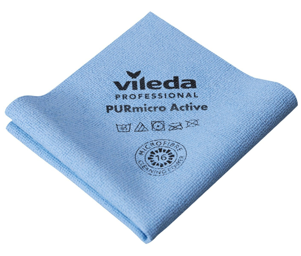 Салфетка ПУРмикро Актив Vileda, 38х35 см, синяя, 5 штук в упаковке