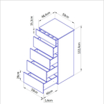 Комод белый Оланд без ручек 5 ящиков для вещей и одежды с органайзерами для ящиков