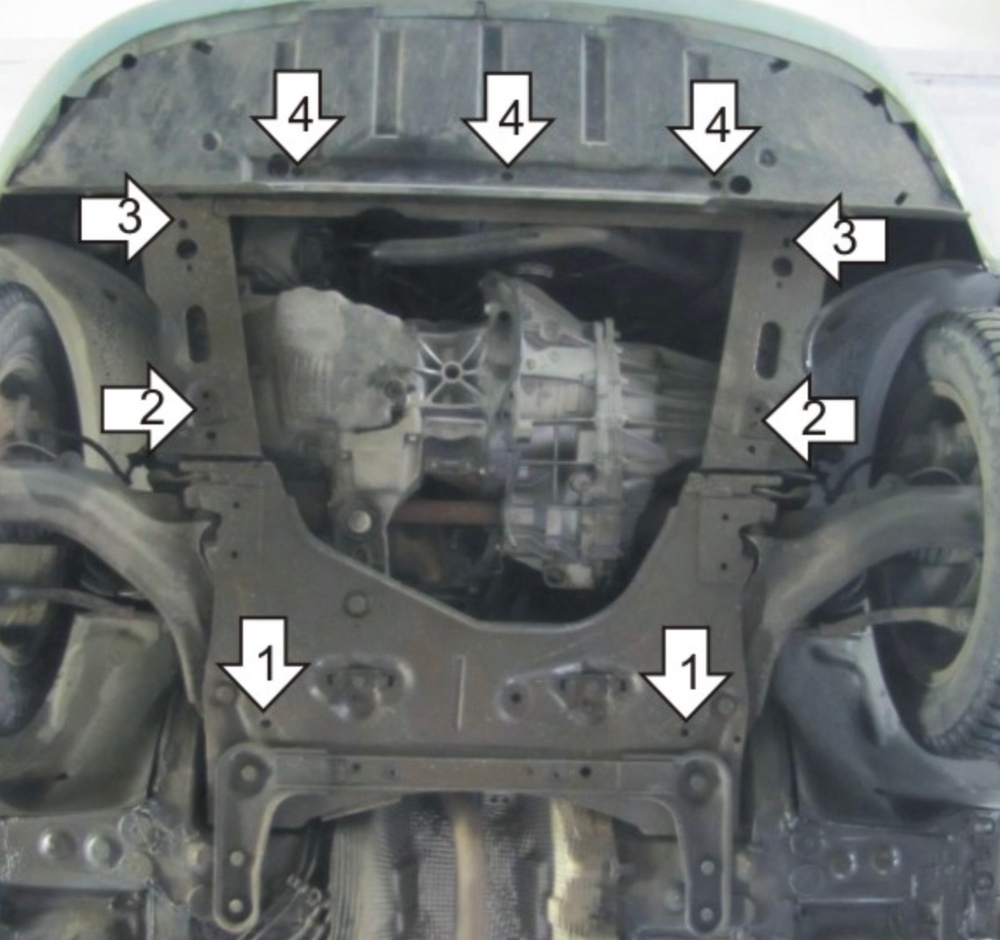 Защита стальная 2 мм двигателя и кпп для Renault Scenic/Megane 2 Motodor.71714