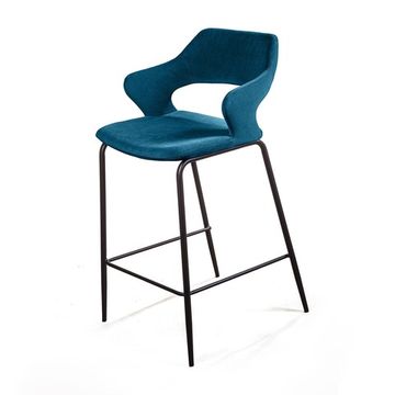 Стул полубарный Woddy, бархат сине-зеленый
