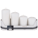 НАБОР СВЕЧЕЙ ИЗ 4 ШТ. 7/8/10/12*5 СМ. БЕЛЫЙ (КОР=8ШТ.)
