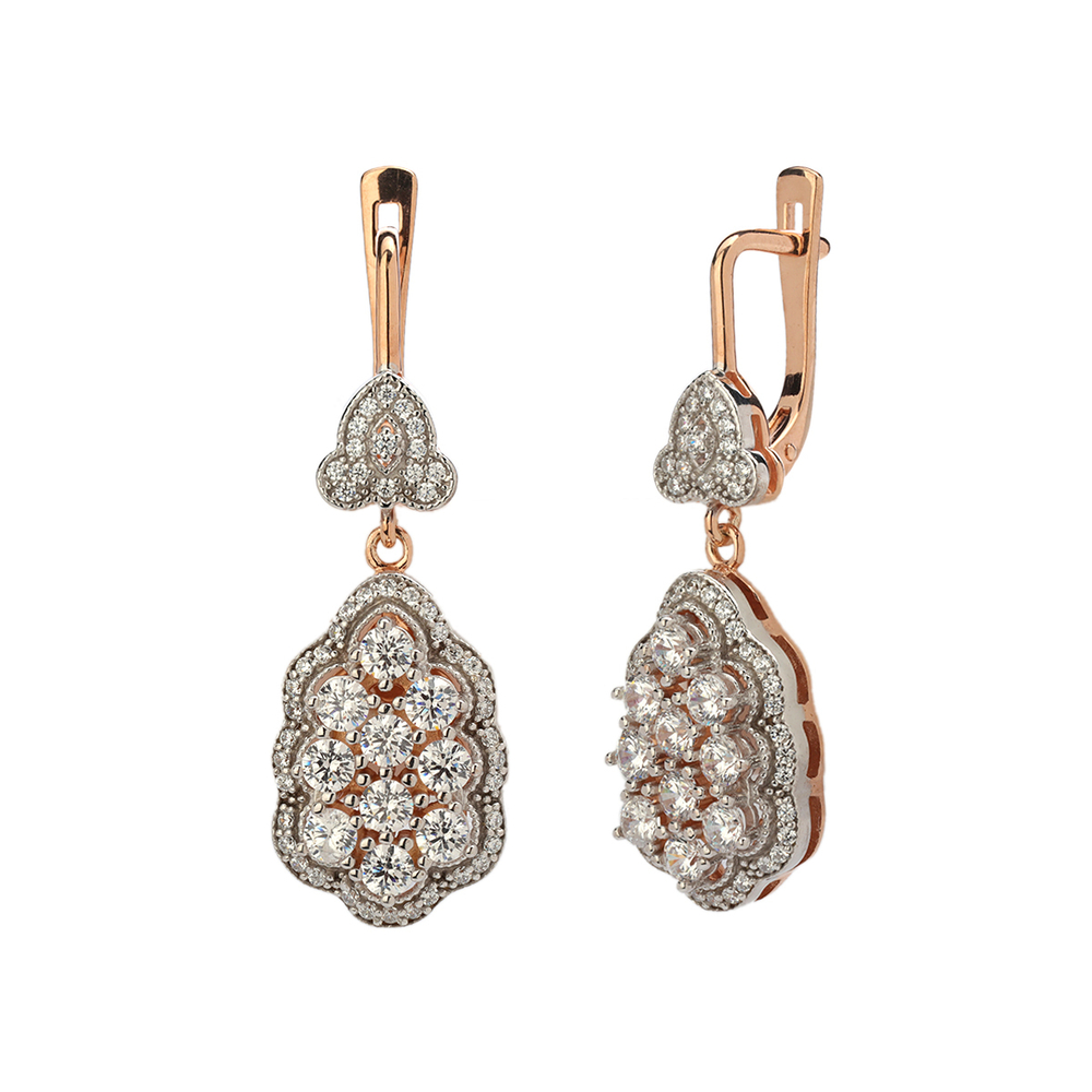 Серьги с фианитом из серебра 925 пробы JA-S-513873РА