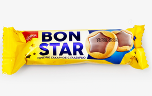 Печенье Bon star с шоколадной глазурью, 90 г