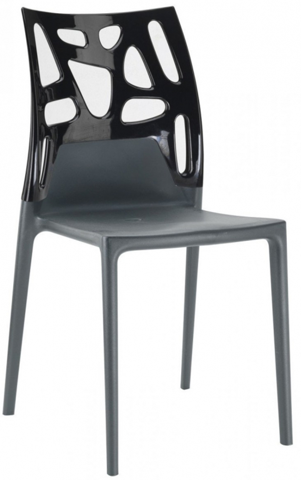 Стул пластиковый Papatya Ego-Rock, антрацит, черный