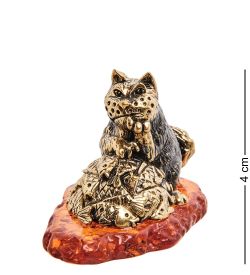 Народные промыслы AM-3086 Фигурка «Кот Коммерсант» (латунь, янтарь)