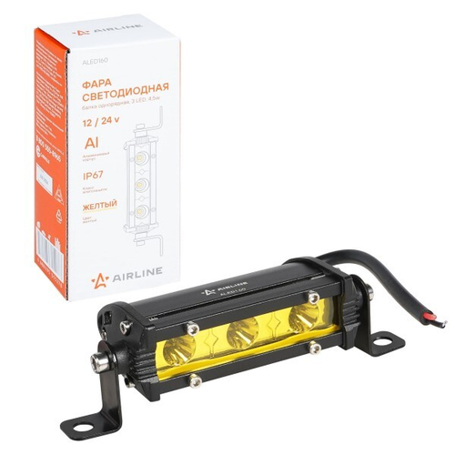 Фара светодиодная дополнительная 3 LED 4,5W (Балка) 12-24V 108*30*47 однорядная, желтый направленный свет (AIRLINE)