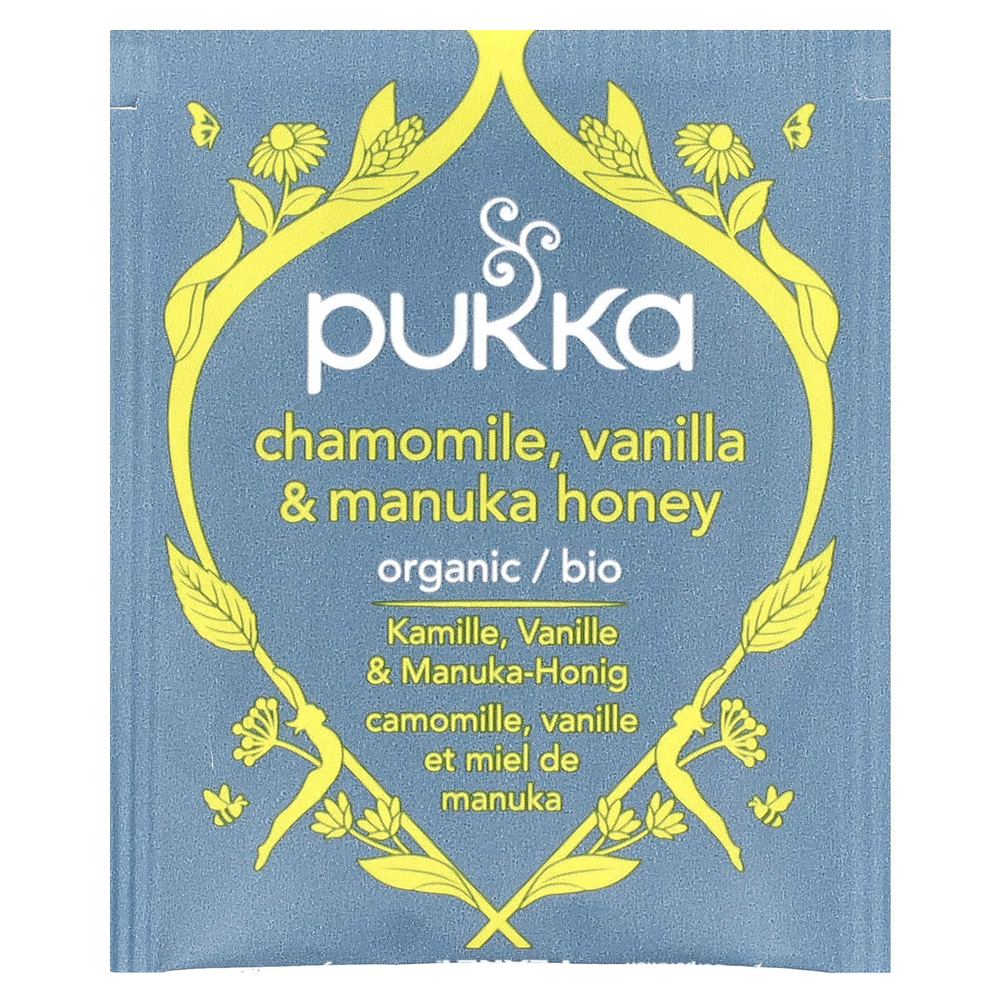 Pukka Herbs, Органический травяной чай, ромашка, ваниль и мед манука, без кофеина, 20 пакетиков, 32 г (1,12 унции)