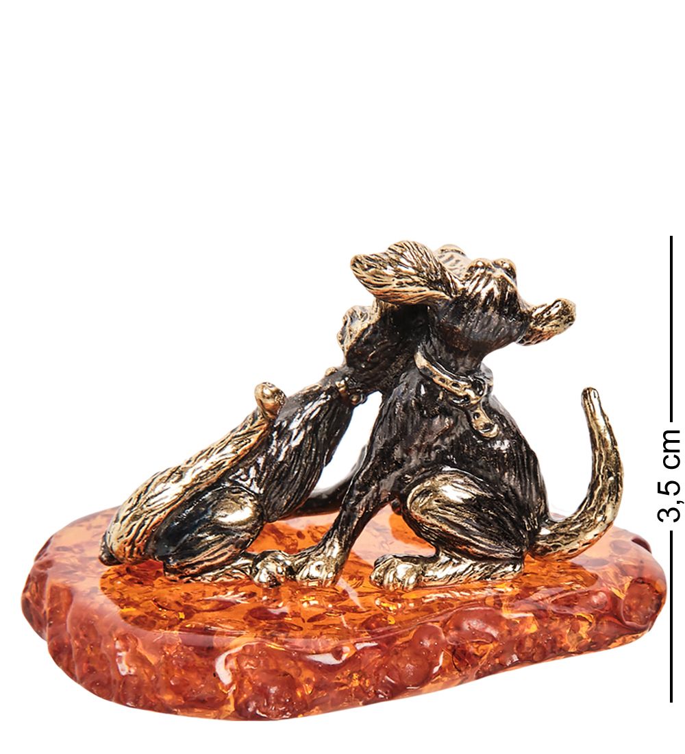 Народные промыслы AM-2132 Фигурка «Кот и Пес» (латунь, янтарь)