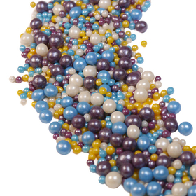 Шарики кранч голубой, золото, серебро, сиреневый микс 100 гр.