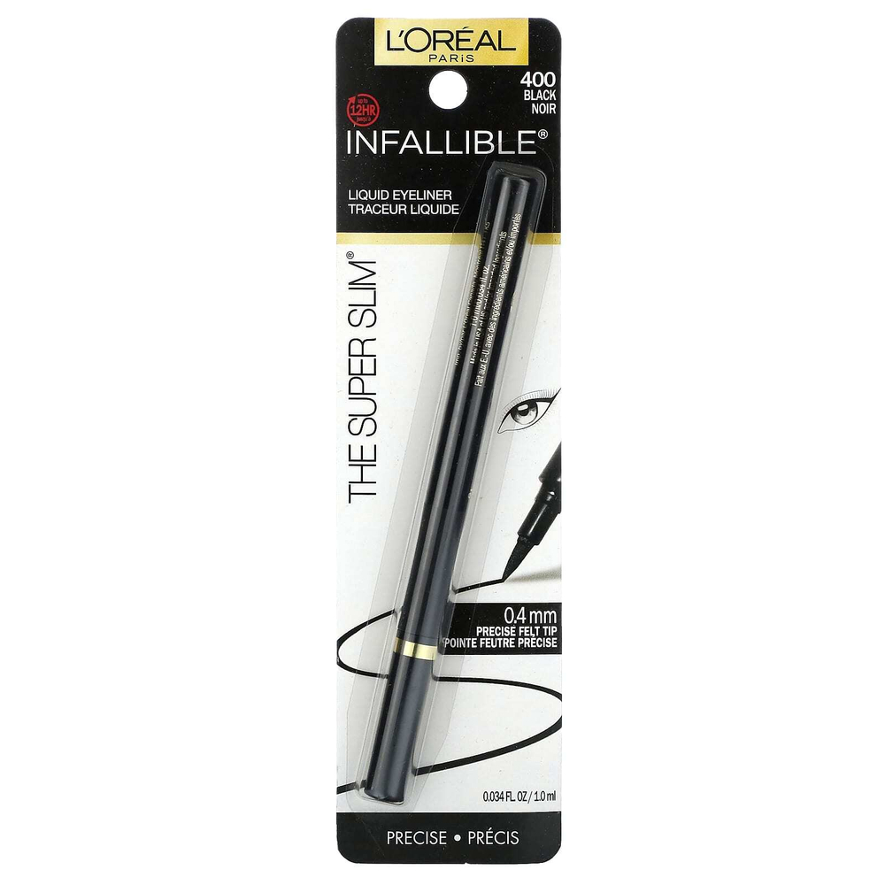 L'Oréal, Infallible, жидкая подводка для глаз Super Slim, 400 черных, 1 мл (0,034 жидк. унц.)