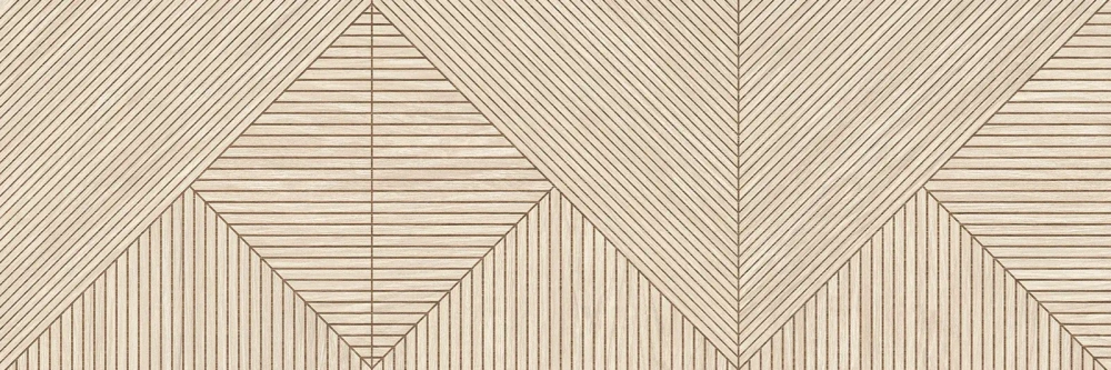 Настенная плитка Alma Ceramica TWU3090PAT14R Patio 30x90 бежевая матовая / рельефная под дерево / геометрия