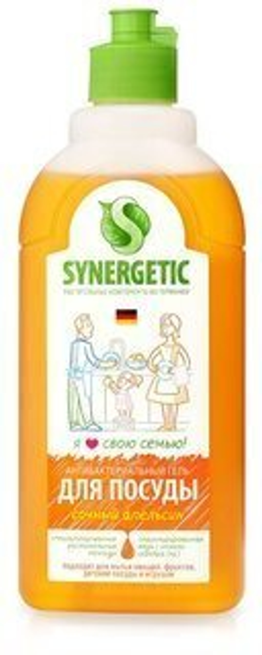 Средство д/мытья посуды антибактериальное Synergetic ЭКО 500мл Апельсин