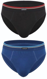 Комплект из 2 трусов-слипов - синих и черных (Размер: XL) (Цвет: синий с черным)