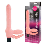 Телесный безремневой страпон с анальным отростком (Цвет: телесный)