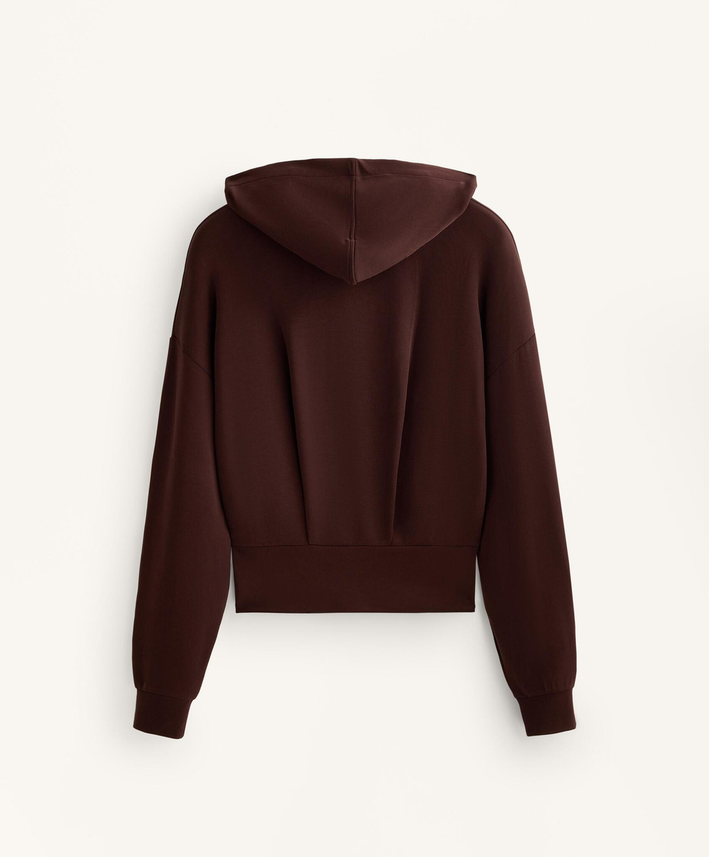 Oysho Укороченная толстовка с капюшоном, шоколадный