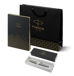 Подарочный набор: Ручка перьевая Parker Jotter Stainless Steel GT, Mblue и Ежедневник  недатированный, чёрный