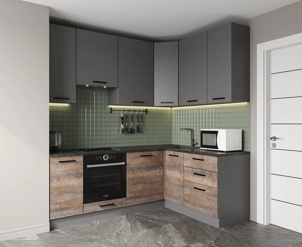 Кухонный гарнитур угловой Изумруд 2200х1600 столешница 26 мм