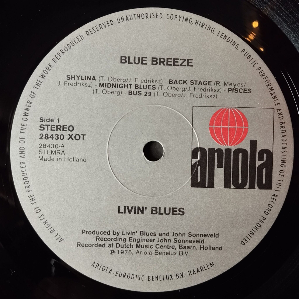 Винтажная виниловая пластинка LP Livin' Blues Blue Breeze (Holland 1976) Pick Up On My Mojo