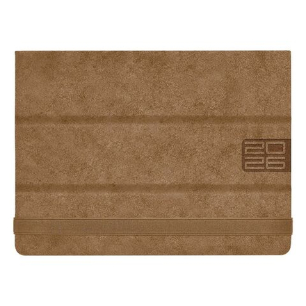 Планинг дат. 2026г 250*190мм 56л., кожзам., тв.пер. "Вачетто глосс светло-коричневый" резинка