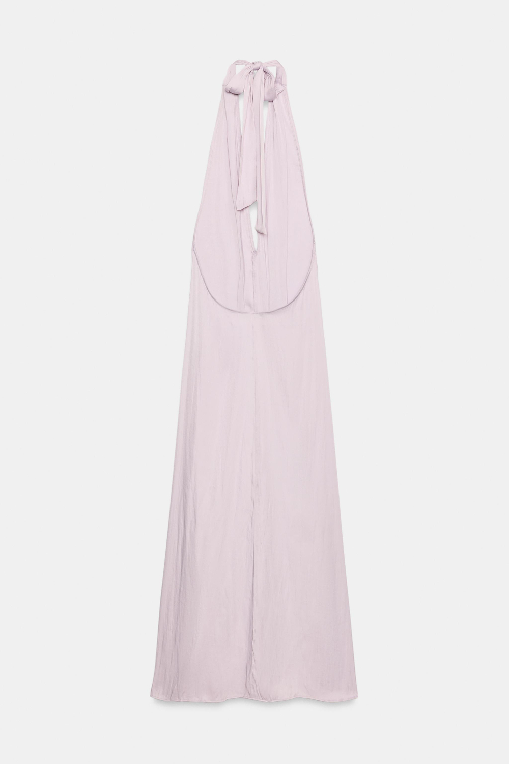 ZARA АТЛАСНОЕ ПЛАТЬЕ МИДИ С ВОРОТНИКОМ ХАЛТЕР, ЛИЛОВЫЙ