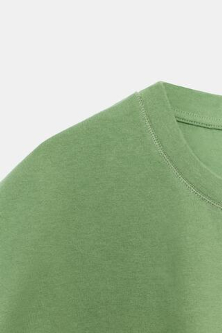 ZARA ФУТБОЛКА С КОРОТКИМИ РУКАВАМИ, ЗЕЛЕНЫЙ