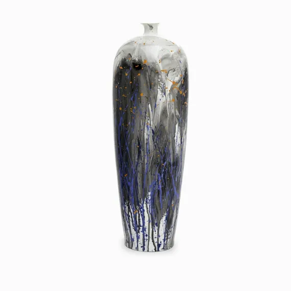 Ваза Colette S высота 55 см, белый, синий, чёрный