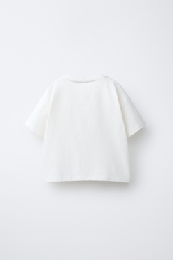 ZARA ФУТБОЛКА С КАРМАНОМ ИЗ КРУЖЕВА КРОШЕ, БЕЛЫЙ