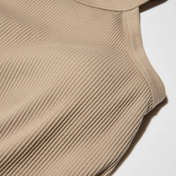 UNIQLO УКОРОЧЕННЫЙ ТОП-БЮСТГАЛЬТЕР В РУБЧИК, БЕЖЕВЫЙ