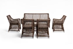 "Асти" лаунж-зона из искусственного ротанга на 6 персоны, цвет коричневый