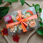 Набор “Осеннее ассорти” — 6 шоколадных горшочков с цветами из крема