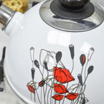 Чайник 3,5л со свистком, консольная ручка, белый "Полевые маки"