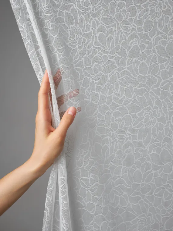 Сетка эластичная, Цветок Лотоса, айвори 004