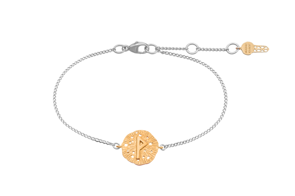 Браслет с руническим медальоном-амулетом Вуньо на цепочке, позолота