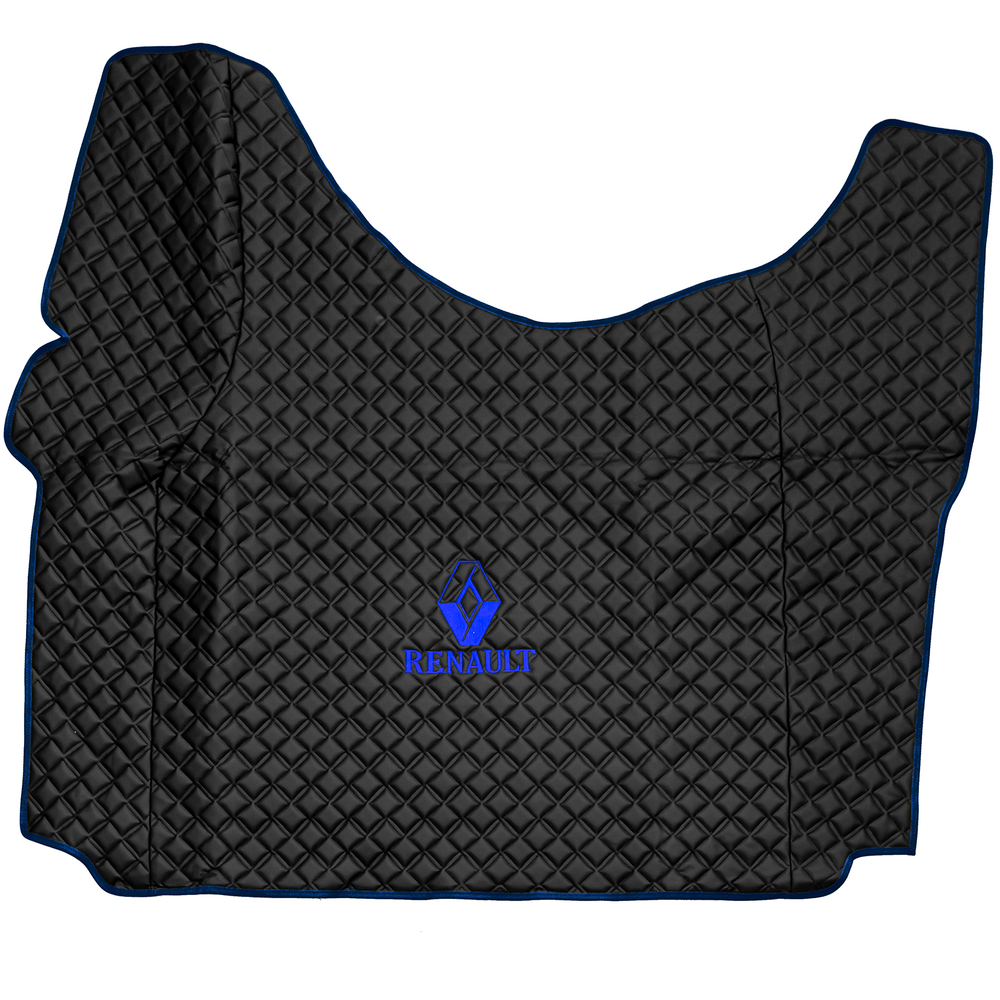 Ковры RENAULT T (автомат) (экокожа, черный, синий кант, синяя вышивка)