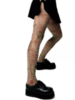 Молодежные колготки с принтом в виде комиксов (Размер: S-M-L) (Цвет: бежевый)
