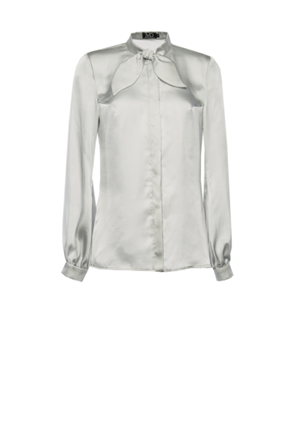 Блуза с воротником «стойка» серая