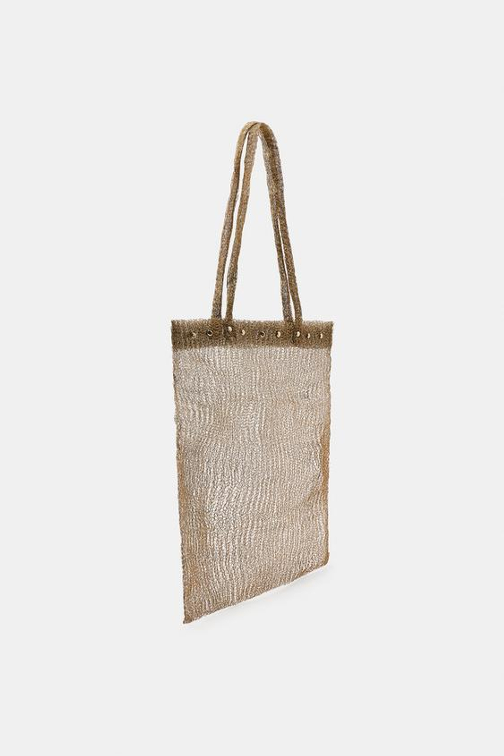 ZARA СУМКА ИЗ МЕТАЛЛИЧЕСКОЙ СЕТКИ С ЗАКЛЕПКАМИ, ЗОЛОТИСТЫЙ