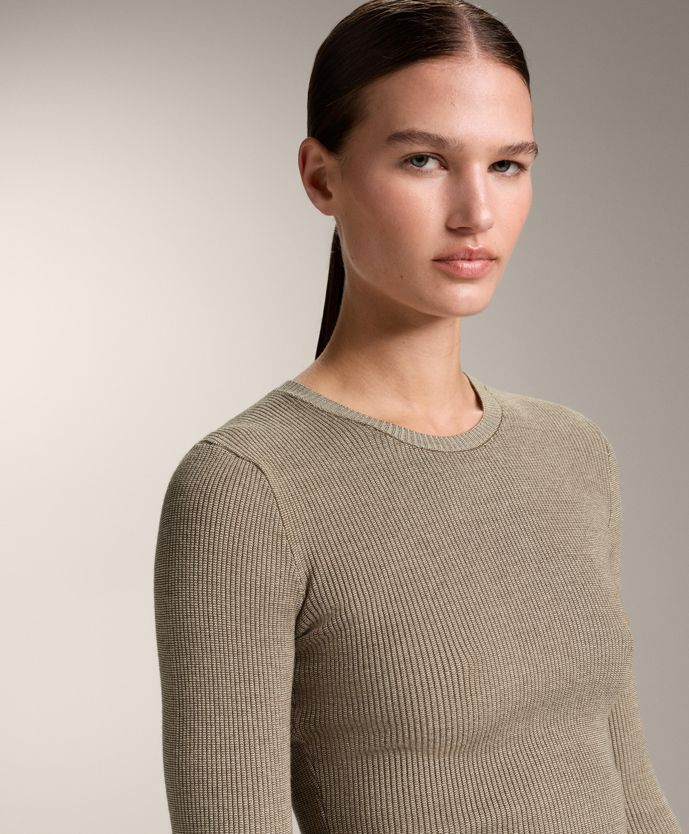 Oysho Футболка Base layer из трикотажа с рельефным узором, оливково-зеленый