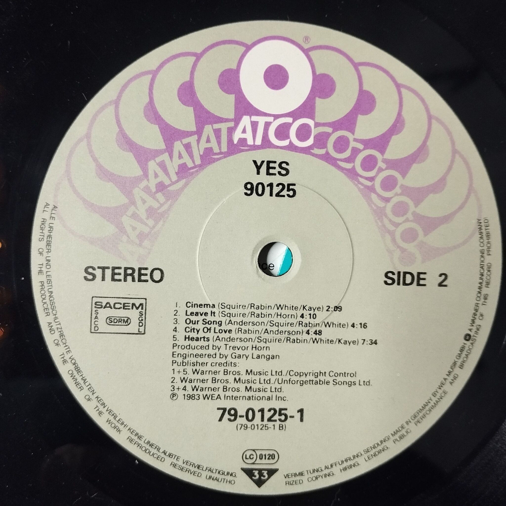Винтажная виниловая пластинка LP Yes 90125 (France 1983) Changes