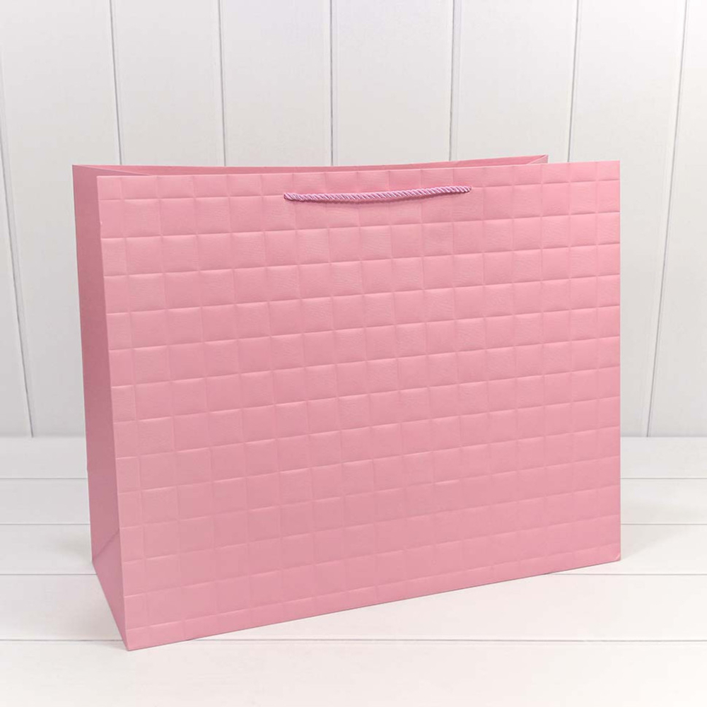 Пакет подарочный 50х40х20см Фигуры и узоры "Квадраты" (Розовый)