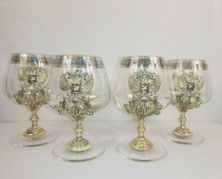 Набор из 4-х бокалов для коньяка "Россия" (подарочный футляр)