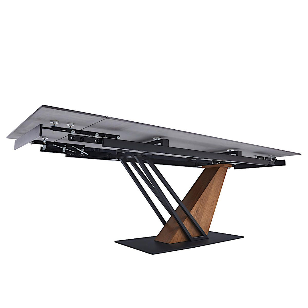 Стол керамический LA ALTA SALVADOR Vik Dark Grey 180-240/90*76, какркас черный/дерево