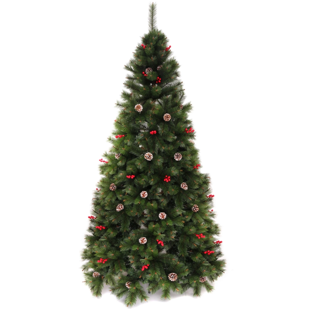 Елка «Венская» 240 см, ПВХ+Леска, ягоды и шишки (1498 веток)