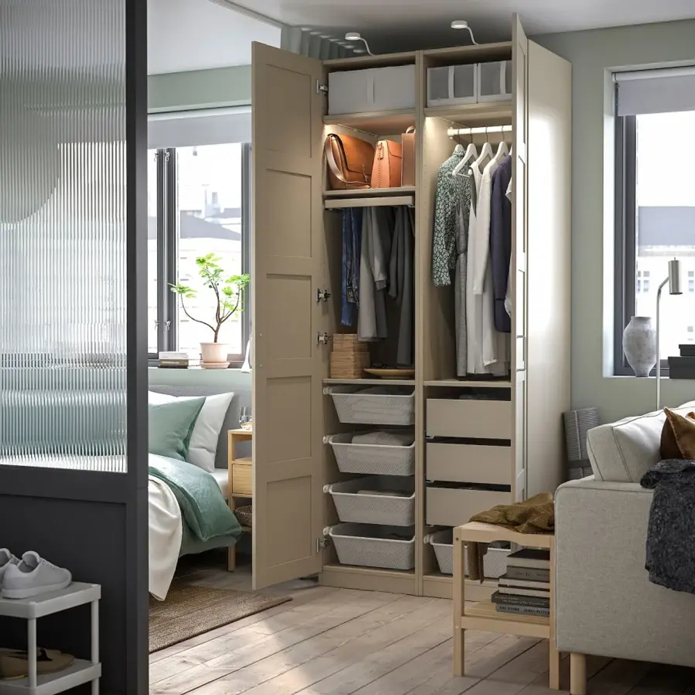 Гардероб - PAX / BERGSBO IKEA/ПАКС/  БЕРГСБО  ИКЕА,  237х100 см, бежевый
