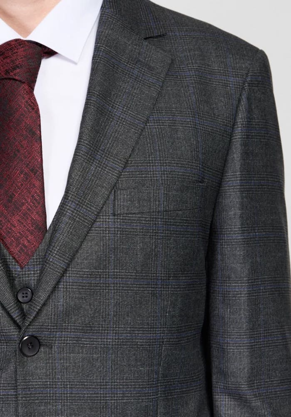 Мужской костюм тройка (темно-серый) В87