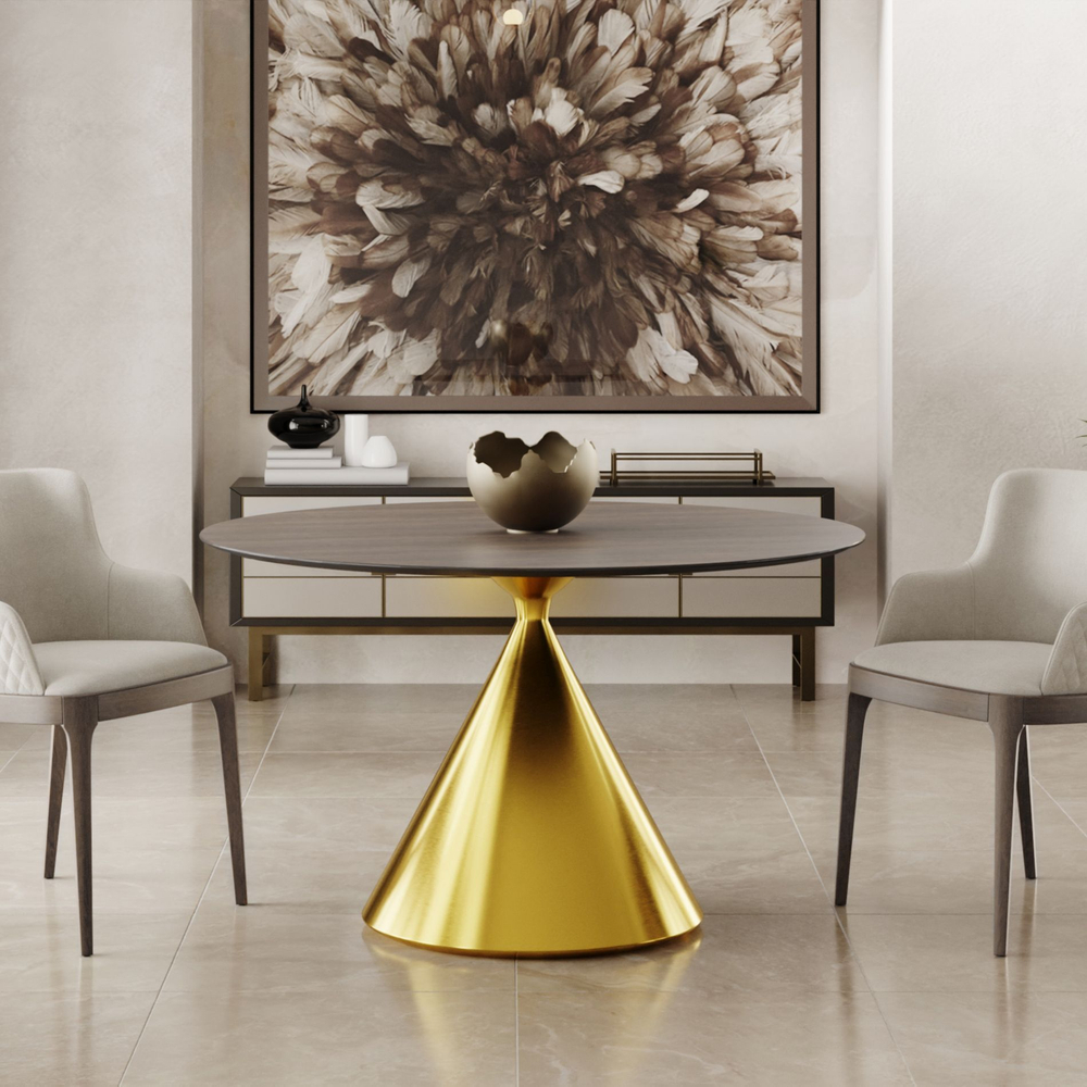 Стол круглый AXIS 140, шпон / опора золото