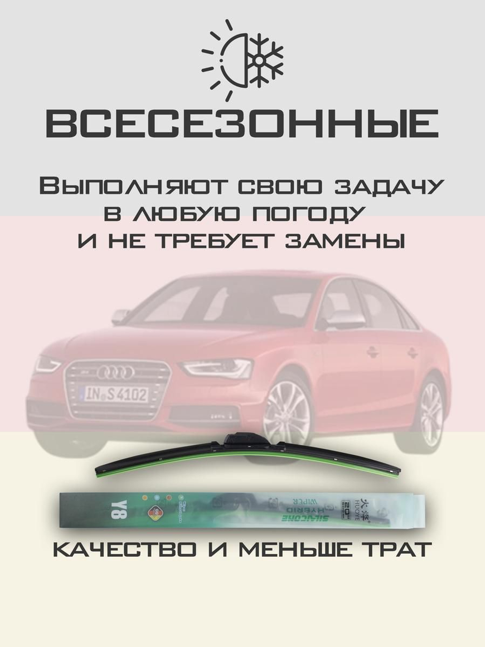Щетки стеклоочистителя HUOYE Y8 600/500 мм на Audi S4 | Push button
