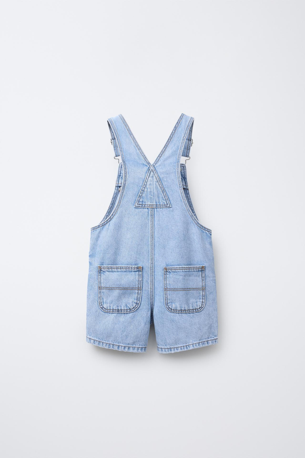 ZARA КОРОТКИЙ ДЖИНСОВЫЙ КОМБИНЕЗОН, ГОЛУБОЙ